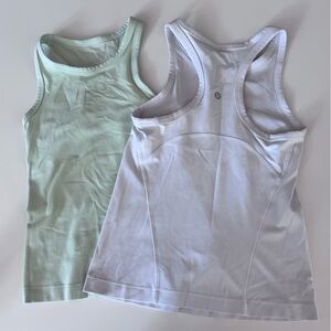 lululemon athletica Mint Green and White Tank Tops